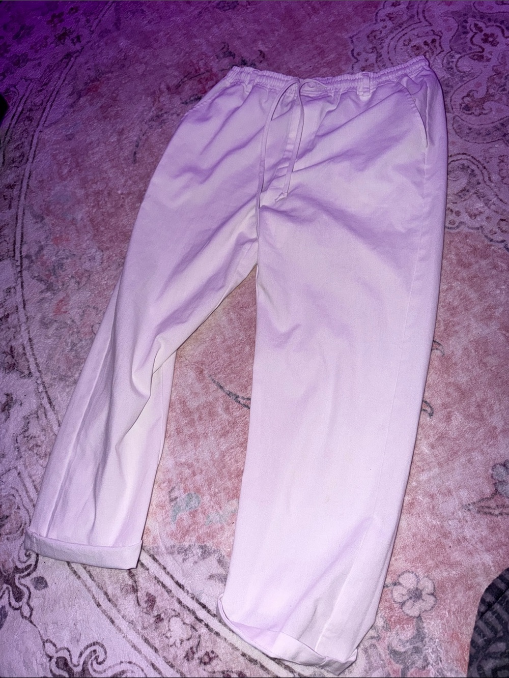 Men's Casual Elastic-Waist Linen Joggers in white